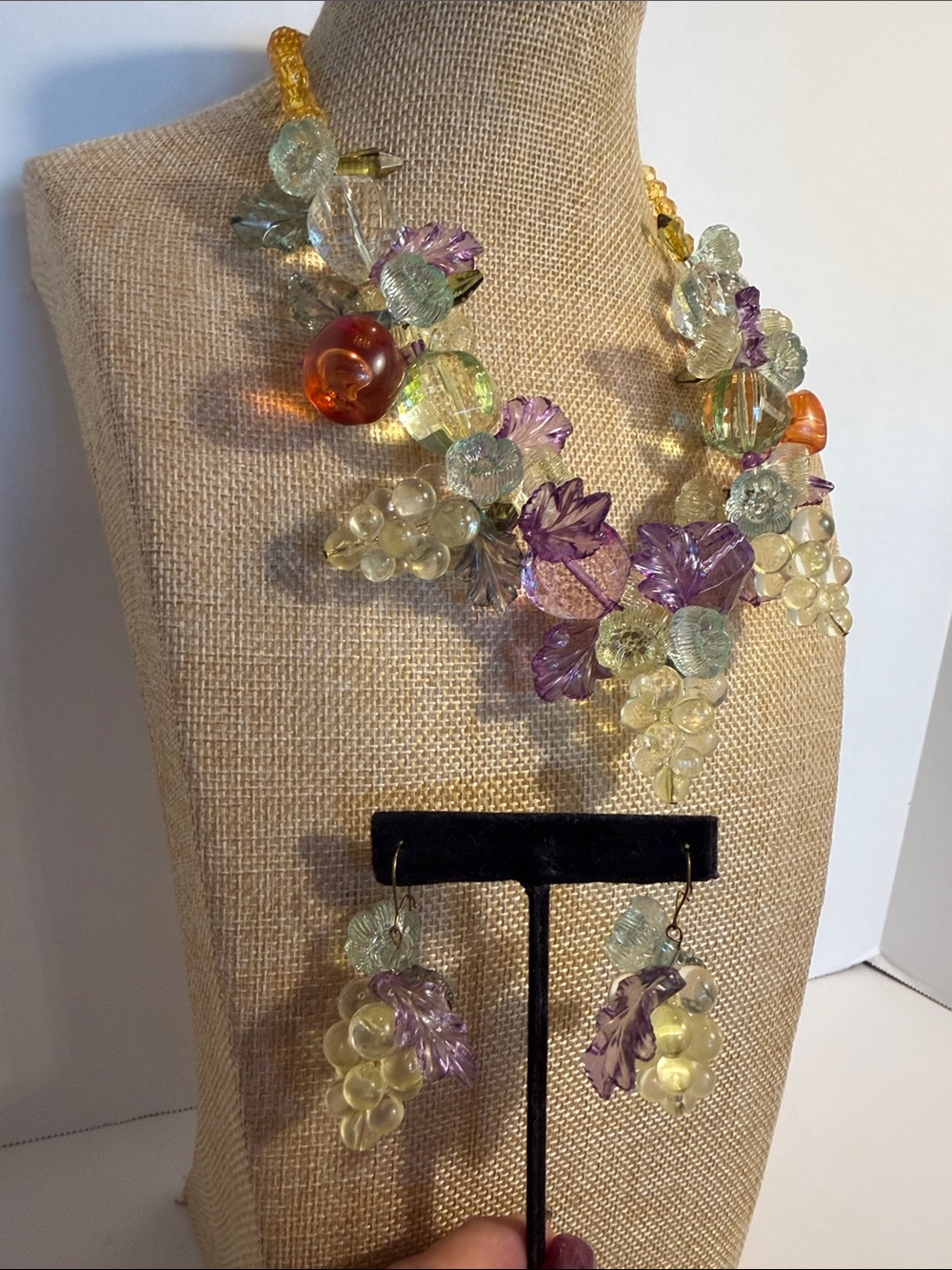 Fruit Salad Vintage Necklace and Earrings - Picture 7 of 10